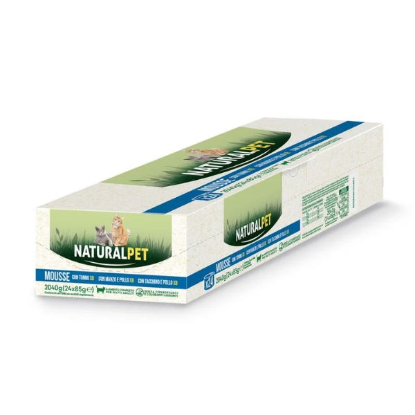 foto del prodotto naturalpet cat adult mousse multipack 28x85 gr manzo e pollo tonno tacchino e pollo 1 ordine scegli lo sconto bzr5 bzr20 200 punti fedelt 