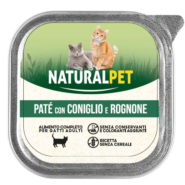 foto del prodotto naturalpet cat adult pat grain free 100 gr coniglio e rognone confezione da 6 pezzi 1 ordine scegli lo sconto bzr5 bzr20 200 punti fedelt 