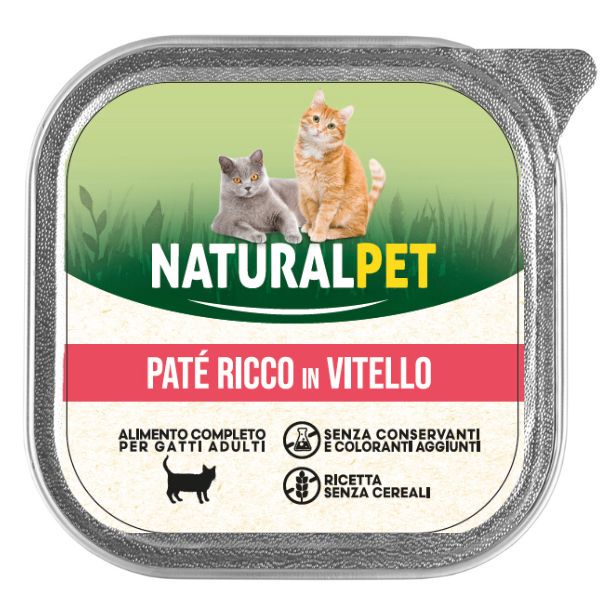 foto del prodotto naturalpet cat adult pat grain free 100 gr vitello confezione da 6 pezzi 1 ordine scegli lo sconto bzr5 bzr20 200 punti fedelt 