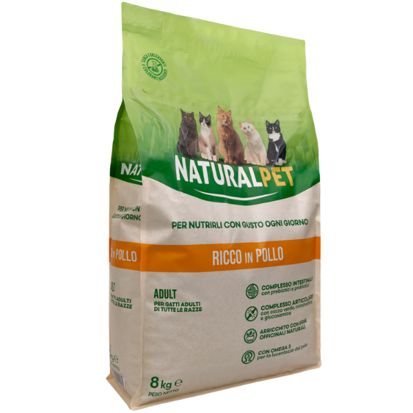 foto del prodotto naturalpet cat adult pollo 8 kg crocchette naturali cane 1 ordine scegli lo sconto bzr5 bzr20 200 punti fedelt 