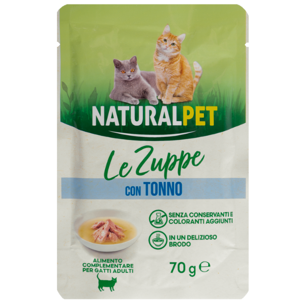 foto del prodotto naturalpet cat adult zuppa in brodo 70 gr tonno confezione da 6 pezzi 1 ordine scegli lo sconto bzr5 bzr20 200 punti fedelt 