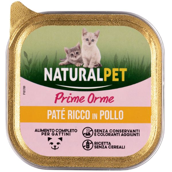 foto del prodotto naturalpet cat kitten prime orme pat grain free 100 gr pollo confezione da 6 pezzi 1 ordine scegli lo sconto bzr5 bzr20 200 punti fedelt 