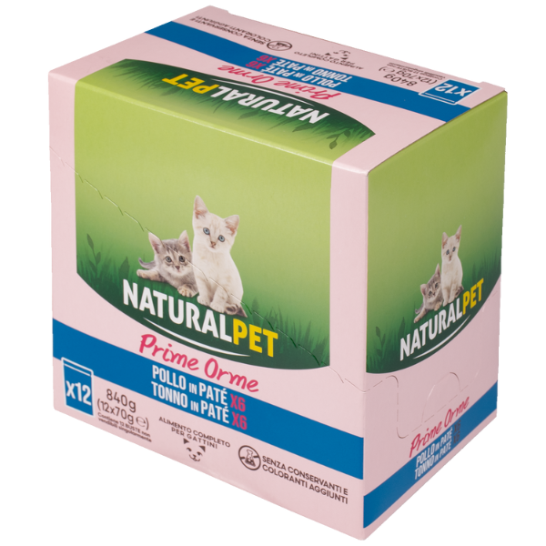foto del prodotto naturalpet cat kitten prime orme pat multipack 12x70 gr 1 confezione multigusto 1 ordine scegli lo sconto bzr5 bzr20 200 punti fedelt 
