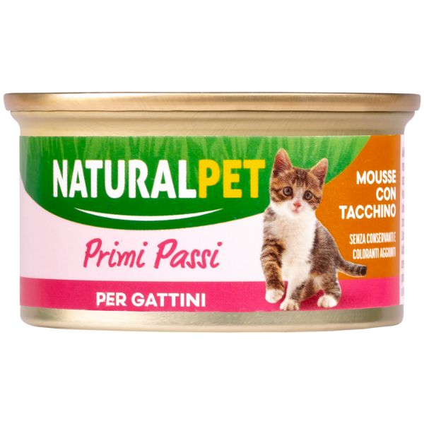 foto del prodotto naturalpet cat kitten primi passi mousse 85 gr tacchino confezione da 6 pezzi 1 ordine scegli lo sconto bzr5 bzr20 200 punti fedelt 