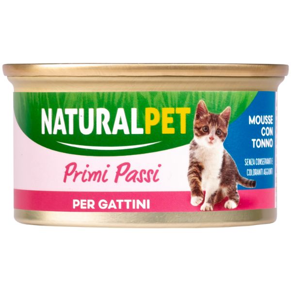foto del prodotto naturalpet cat kitten primi passi mousse 85 gr tonno confezione da 6 pezzi 1 ordine scegli lo sconto bzr5 bzr20 200 punti fedelt 