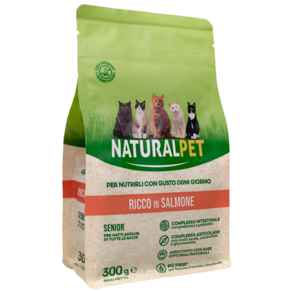 foto del prodotto naturalpet cat senior salmone 300 gr crocchette naturali cane 1 ordine scegli lo sconto bzr5 bzr20 200 punti fedelt 