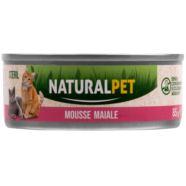 foto del prodotto naturalpet cat sterilized mousse 85 gr maiale confezione da 6 pezzi 1 ordine scegli lo sconto bzr5 bzr20 200 punti fedelt 
