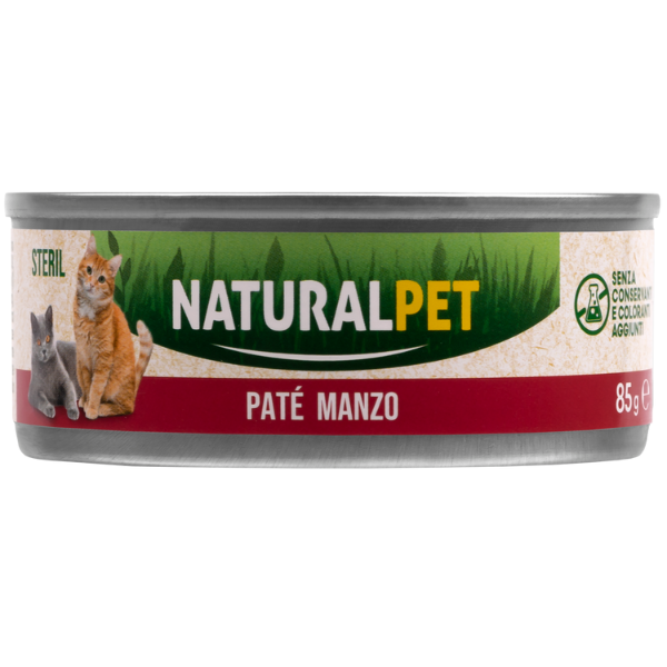 foto del prodotto naturalpet cat sterilized pat 85 gr manzo confezione da 6 pezzi 1 ordine scegli lo sconto bzr5 bzr20 200 punti fedelt 