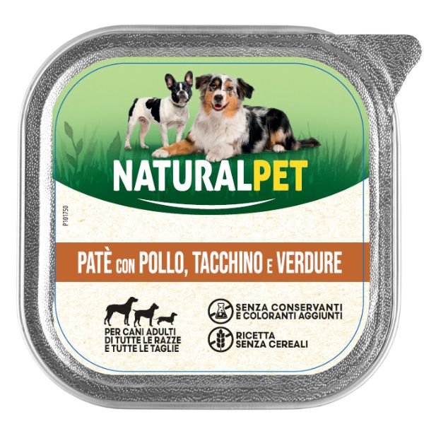 foto del prodotto naturalpet dog adult pat 150 gr pollo, tacchino e verdure confezione da 6 pezzi 1 ordine scegli lo sconto bzr5 bzr20 200 punti fedelt 