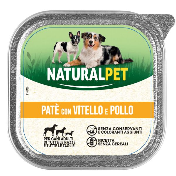 foto del prodotto naturalpet dog adult pat 150 gr vitello e pollo confezione da 6 pezzi 1 ordine scegli lo sconto bzr5 bzr20 200 punti fedelt 