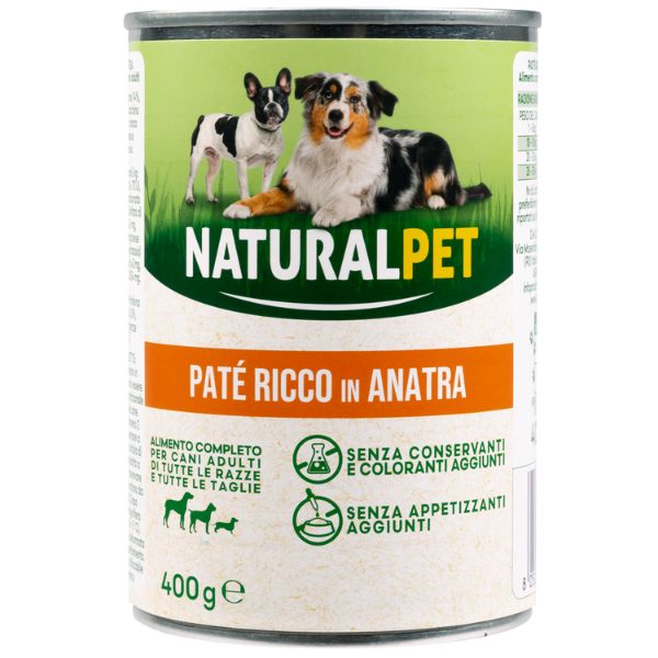 foto del prodotto naturalpet dog adult pat all breeds 400 gr anatra 1 ordine scegli lo sconto bzr5 bzr20 200 punti fedelt 