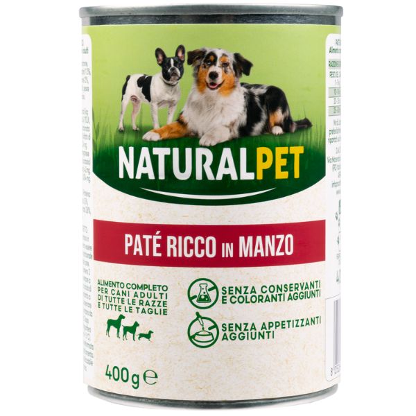 foto del prodotto naturalpet dog adult pat all breeds 400 gr manzo 1 ordine scegli lo sconto bzr5 bzr20 200 punti fedelt 