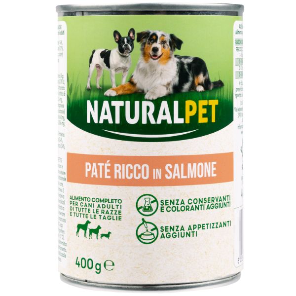foto del prodotto naturalpet dog adult pat all breeds 400 gr salmone 1 ordine scegli lo sconto bzr5 bzr20 200 punti fedelt 
