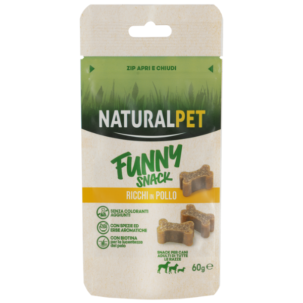 foto del prodotto naturalpet funny snack per cani 60 gr ossicini con pollo 1 ordine scegli lo sconto bzr5 bzr20 200 punti fedelt 