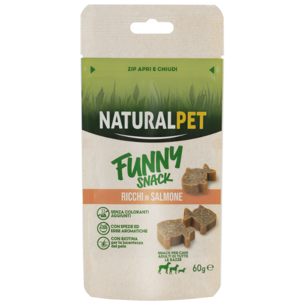 foto del prodotto naturalpet funny snack per cani 60 gr pesciolini con salmone 1 ordine scegli lo sconto bzr5 bzr20 200 punti fedelt 