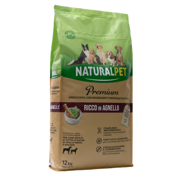 foto del prodotto naturalpet premium adult medium large agnello 12 kg crocchette naturali cane 1 ordine scegli lo sconto bzr5 bzr20 200 punti fedelt 