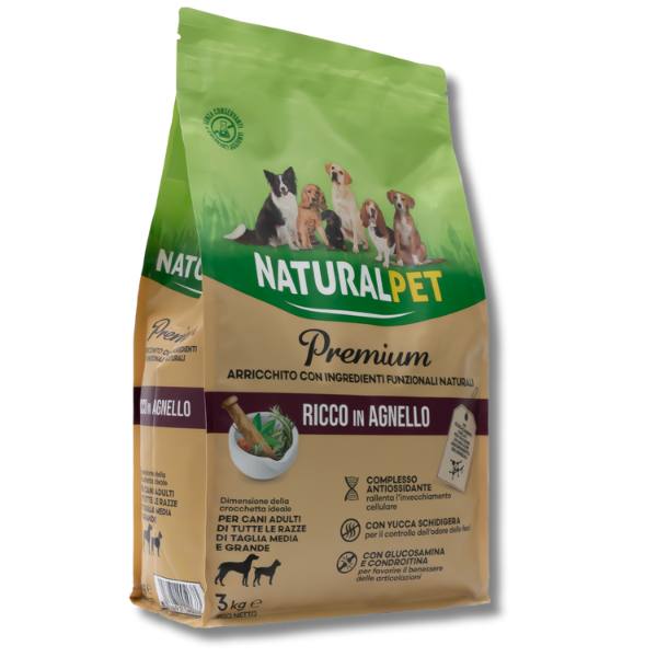 foto del prodotto naturalpet premium adult medium/large agnello - 3 kg - crocchette naturali cane - spedizione gratis da 39€