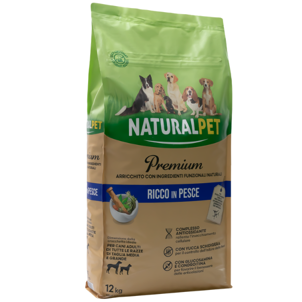 foto del prodotto naturalpet premium adult medium large pesce 12 kg crocchette naturali cane 1 ordine scegli lo sconto bzr5 bzr20 200 punti fedelt 