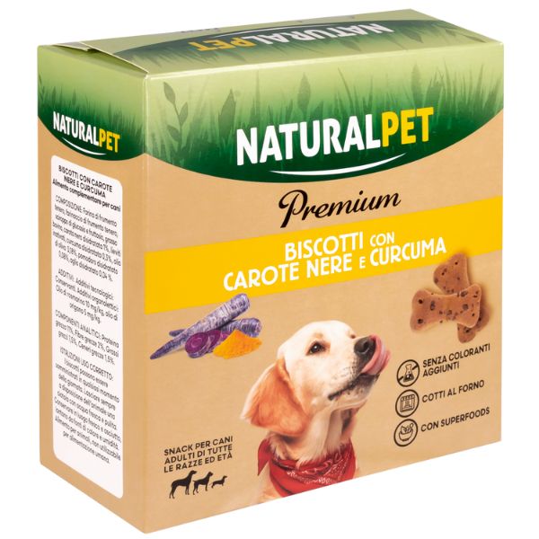 foto del prodotto naturalpet premium biscotti per cani all breeds con superfood 200 gr - carote nere e curcuma - spedizione gratis da 39€