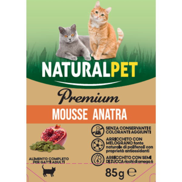 foto del prodotto naturalpet premium cat adult 85gr anatra e melograno confezione da 6 pezzi 1 ordine scegli lo sconto bzr5 bzr20 200 punti fedelt 
