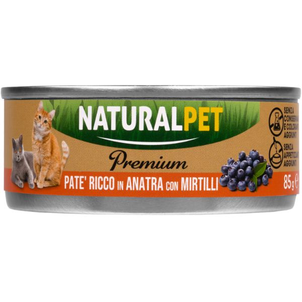 foto del prodotto naturalpet premium cat adult pat 85 gr anatra con mirtilli confezione da 6 pezzi 1 ordine scegli lo sconto bzr5 bzr20 200 punti fedelt 