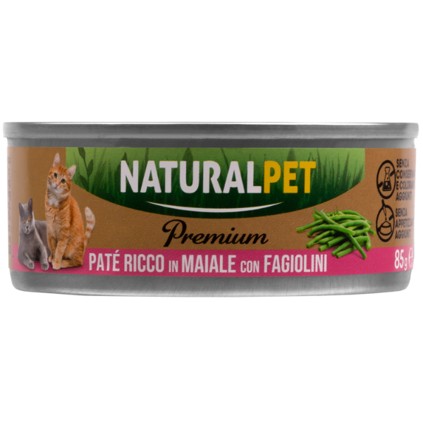 foto del prodotto naturalpet premium cat adult pat 85 gr maiale con fagiolini confezione da 6 pezzi 1 ordine scegli lo sconto bzr5 bzr20 200 punti fedelt 