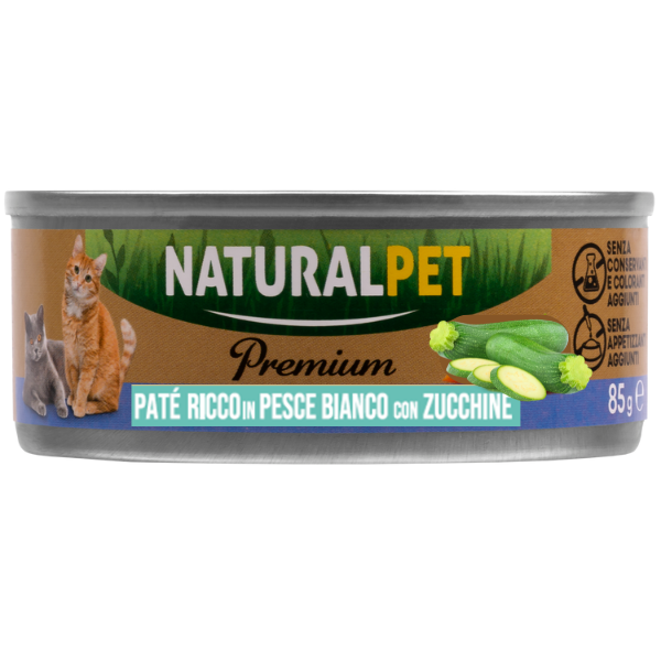 foto del prodotto naturalpet premium cat adult pat 85 gr pesce bianco con zucchine confezione da 6 pezzi 1 ordine scegli lo sconto bzr5 bzr20 200 punti fedelt 