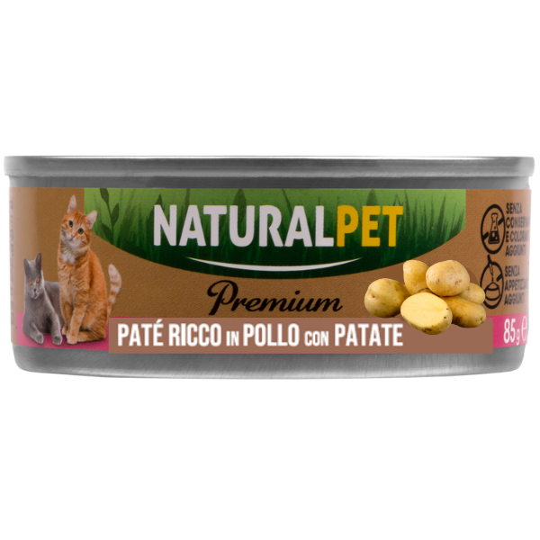 foto del prodotto naturalpet premium cat adult pat 85 gr pollo con patate confezione da 6 pezzi 1 ordine scegli lo sconto bzr5 bzr20 200 punti fedelt 