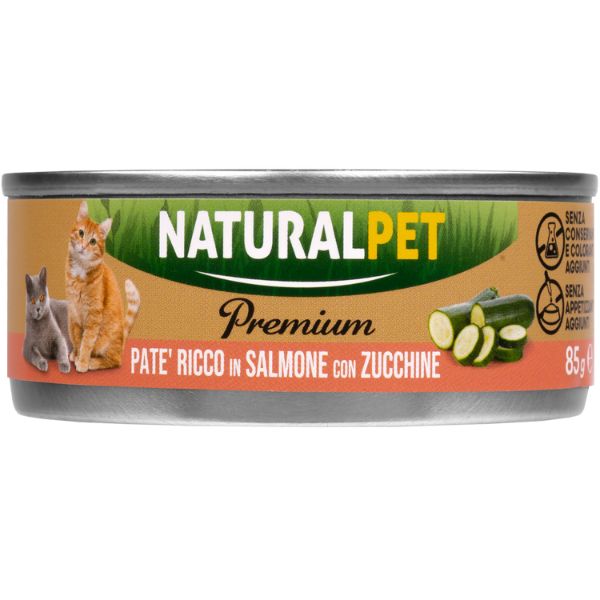 foto del prodotto naturalpet premium cat adult pat 85 gr salmone con zucchine confezione da 6 pezzi 1 ordine scegli lo sconto bzr5 bzr20 200 punti fedelt 