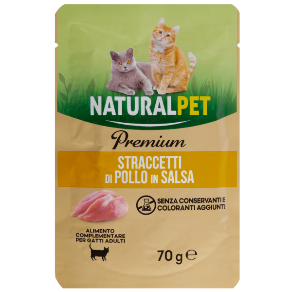 foto del prodotto naturalpet premium cat adult straccetti in salsa 70 gr pollo confezione da 6 pezzi 1 ordine scegli lo sconto bzr5 bzr20 200 punti fedelt 