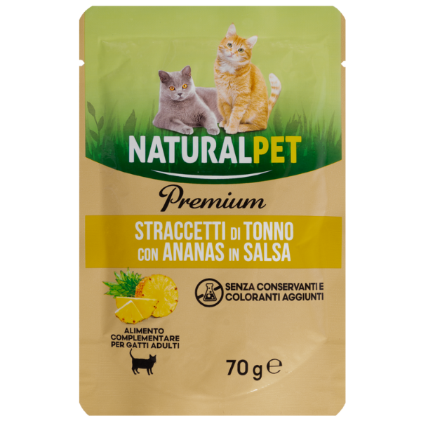 foto del prodotto naturalpet premium cat adult straccetti in salsa 70 gr tonno con ananas confezione da 6 pezzi 1 ordine scegli lo sconto bzr5 bzr20 200 punti fedelt 
