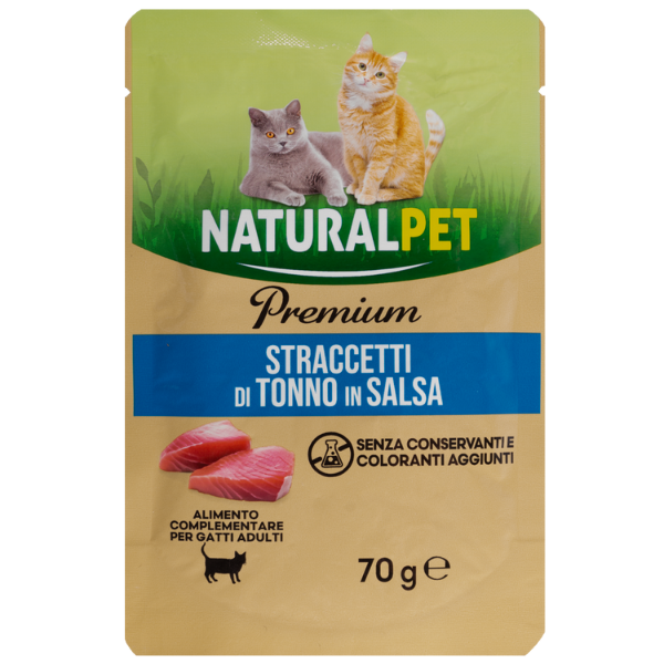 foto del prodotto naturalpet premium cat adult straccetti in salsa 70 gr tonno confezione da 6 pezzi 1 ordine scegli lo sconto bzr5 bzr20 200 punti fedelt 