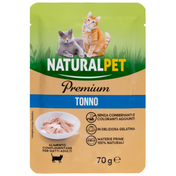 foto del prodotto naturalpet premium cat adult umido bustine in gelatina 70 gr tonno confezione da 6 pezzi 1 ordine scegli lo sconto bzr5 bzr20 200 punti fedelt 