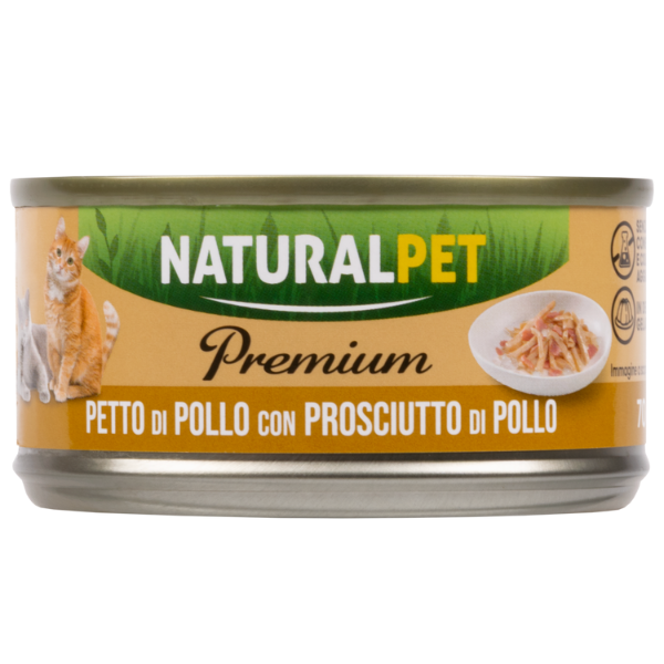 foto del prodotto naturalpet premium cat adult umido in gelatina 70 gr petto di pollo con prosciutto di pollo 1 ordine scegli lo sconto bzr5 bzr20 200 punti fedelt 