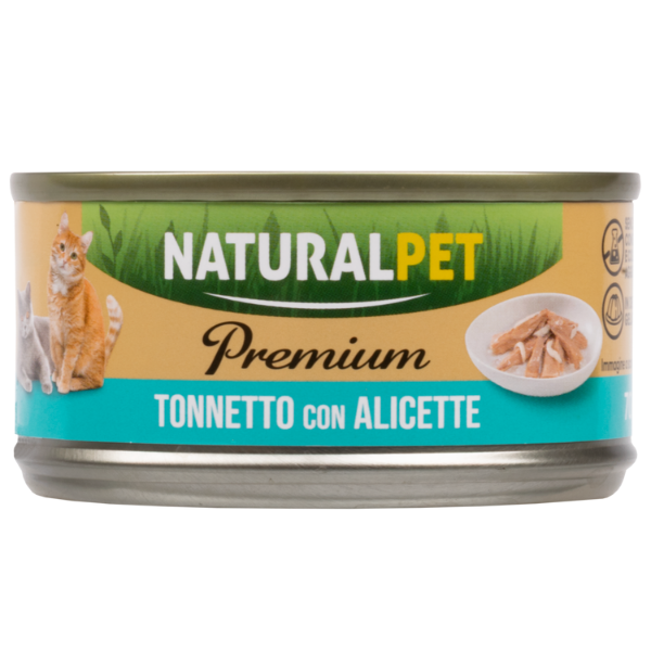 foto del prodotto naturalpet premium cat adult umido in gelatina 70 gr tonnetto con alicette confezione da 6 pezzi 1 ordine scegli lo sconto bzr5 bzr20 200 punti fedelt 