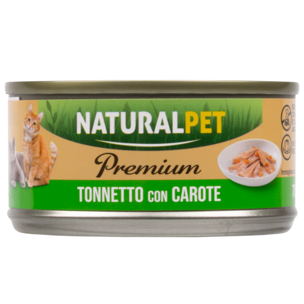 foto del prodotto naturalpet premium cat adult umido in gelatina 70 gr tonnetto con carote confezione da 6 pezzi 1 ordine scegli lo sconto bzr5 bzr20 200 punti fedelt 