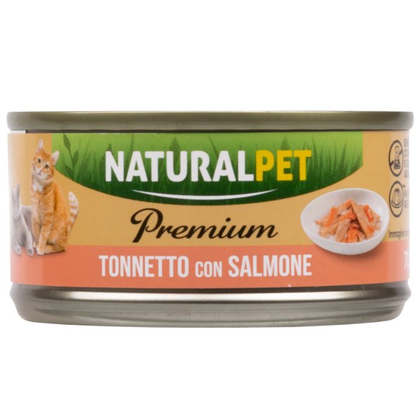 foto del prodotto naturalpet premium cat adult umido in gelatina 70 gr tonnetto con salmone confezione da 6 pezzi 1 ordine scegli lo sconto bzr5 bzr20 200 punti fedelt 