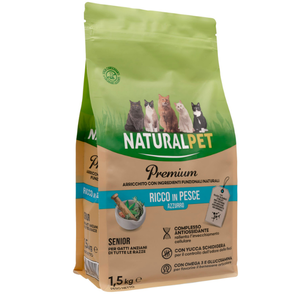 foto del prodotto naturalpet premium cat senior pesce azzurro 1,5 kg crocchette naturali cane 1 ordine scegli lo sconto bzr5 bzr20 200 punti fedelt 