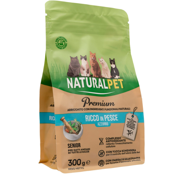 foto del prodotto naturalpet premium cat senior pesce azzurro - 300 gr - crocchette naturali cane - spedizione gratis da 39€