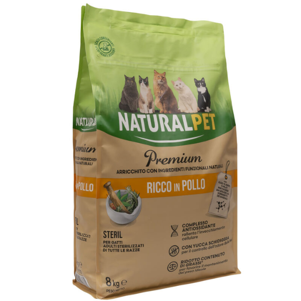 foto del prodotto naturalpet premium cat sterilised pollo 8 kg crocchette naturali cane 1 ordine scegli lo sconto bzr5 bzr20 200 punti fedelt 