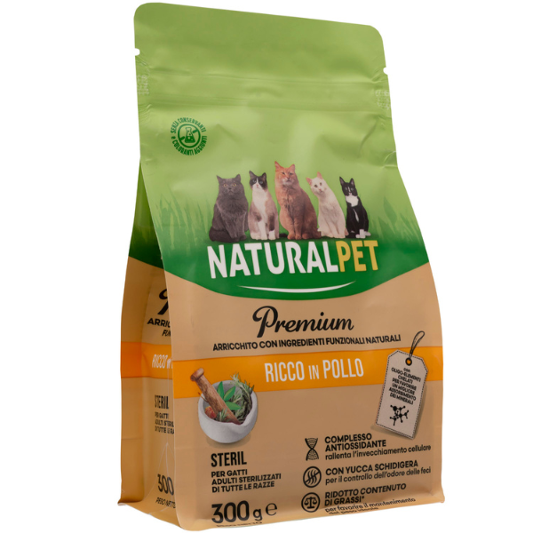 foto del prodotto naturalpet premium cat sterilised pollo pollo 300 gr crocchette naturali cane 1 ordine scegli lo sconto bzr5 bzr20 200 punti fedelt 