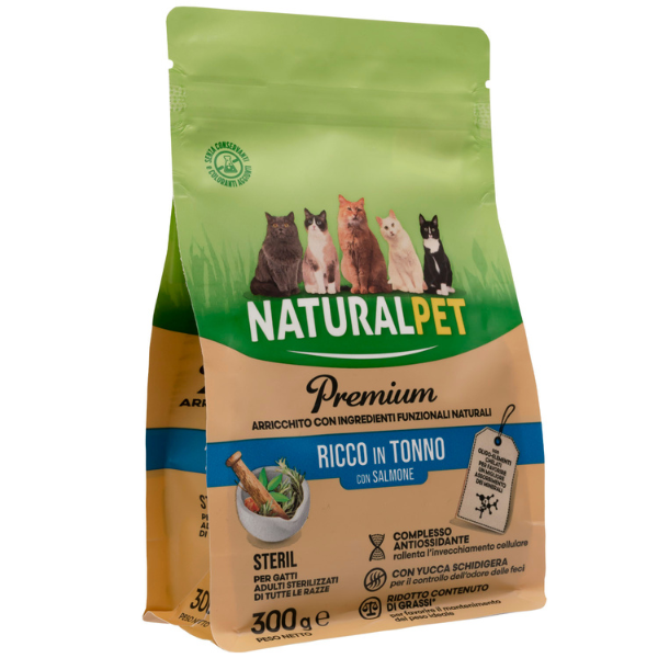 foto del prodotto naturalpet premium cat sterilised tonno tonno 300 gr crocchette naturali cane 1 ordine scegli lo sconto bzr5 bzr20 200 punti fedelt 