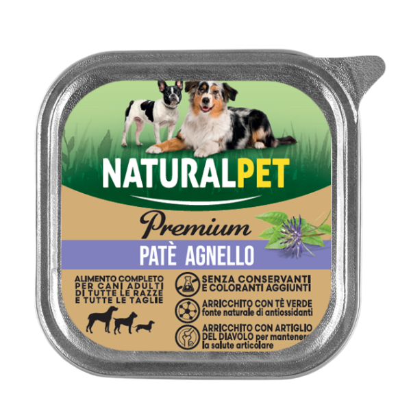 foto del prodotto naturalpet premium dog adult all breeds pat 150 gr agnello con t verde confezione da 6 pezzi 1 ordine scegli lo sconto bzr5 bzr20 200 punti fedelt 