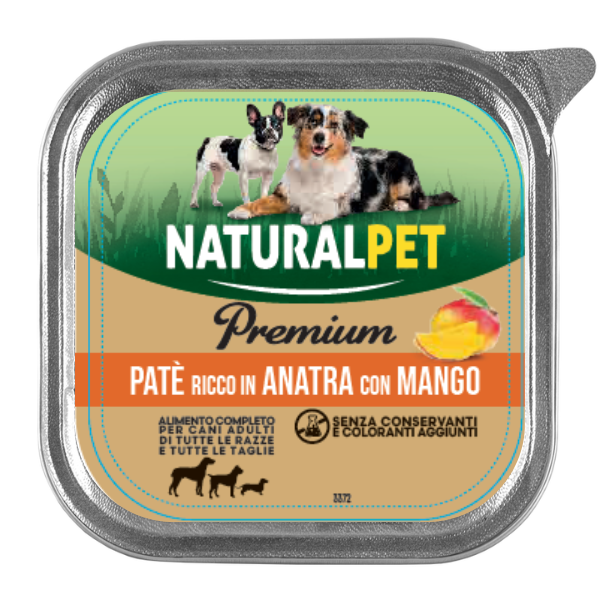 foto del prodotto naturalpet premium dog adult all breeds pat 150 gr anatra e mango confezione da 6 pezzi 1 ordine scegli lo sconto bzr5 bzr20 200 punti fedelt 