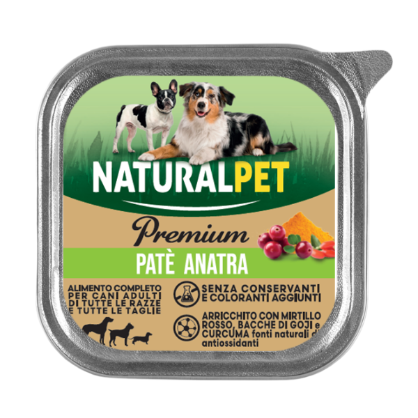 foto del prodotto naturalpet premium dog adult all breeds pat 150 gr anatra e mirtilli confezione da 6 pezzi 1 ordine scegli lo sconto bzr5 bzr20 200 punti fedelt 