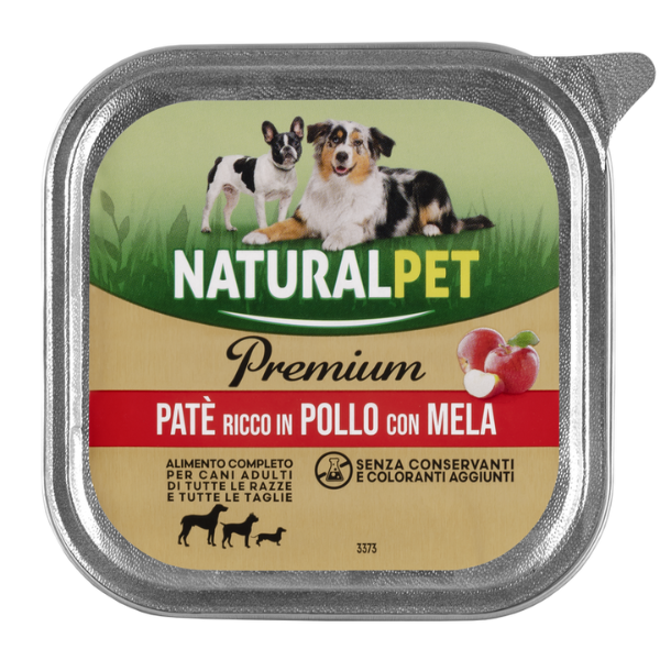 foto del prodotto naturalpet premium dog adult all breeds pat 150 gr pollo e mela confezione da 6 pezzi 1 ordine scegli lo sconto bzr5 bzr20 200 punti fedelt 