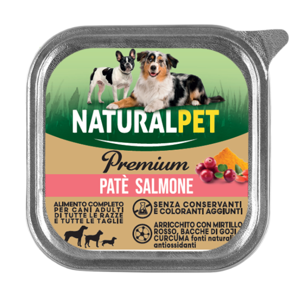 foto del prodotto naturalpet premium dog adult all breeds pat 150 gr salmone e mirtilli confezione da 6 pezzi 1 ordine scegli lo sconto bzr5 bzr20 200 punti fedelt 