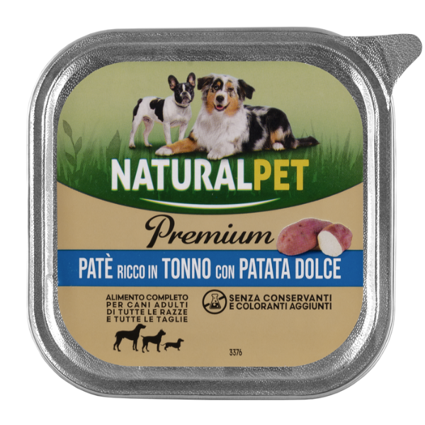 foto del prodotto naturalpet premium dog adult all breeds pat 150 gr tonno con patata dolce confezione da 6 pezzi 1 ordine scegli lo sconto bzr5 bzr20 200 punti fedelt 