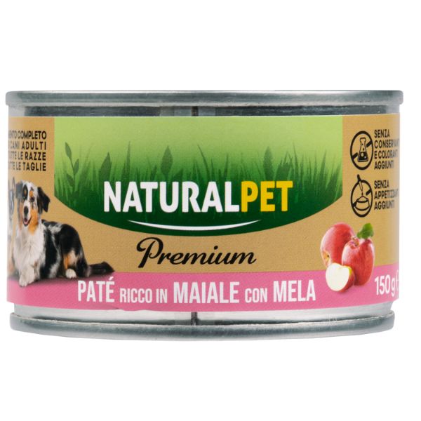 foto del prodotto naturalpet premium dog adult pat 150 gr maiale con mela confezione da 6 pezzi 1 ordine scegli lo sconto bzr5 bzr20 200 punti fedelt 