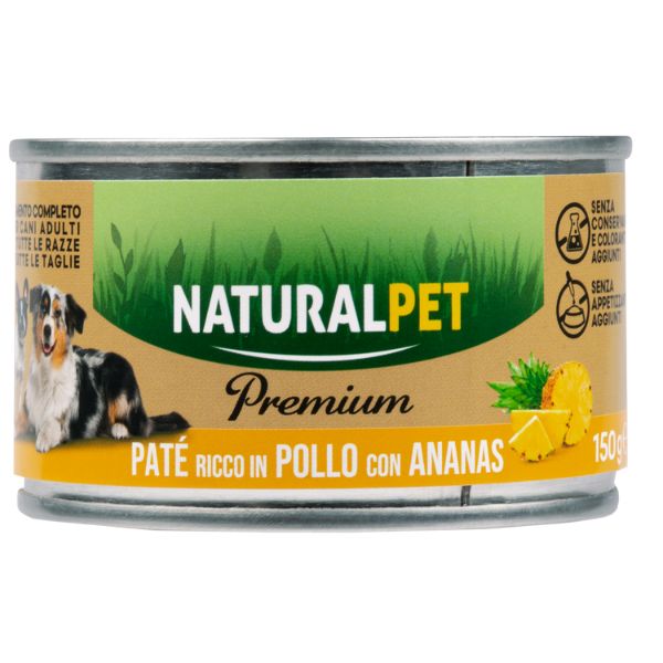 foto del prodotto naturalpet premium dog adult pat 150 gr pollo con ananas confezione da 6 pezzi 1 ordine scegli lo sconto bzr5 bzr20 200 punti fedelt 